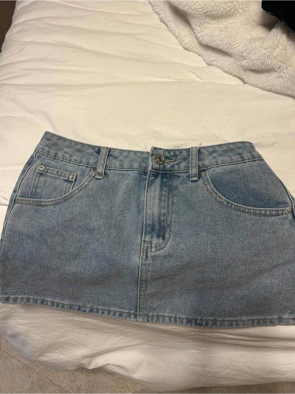 Mid-Rise Denim Skirt